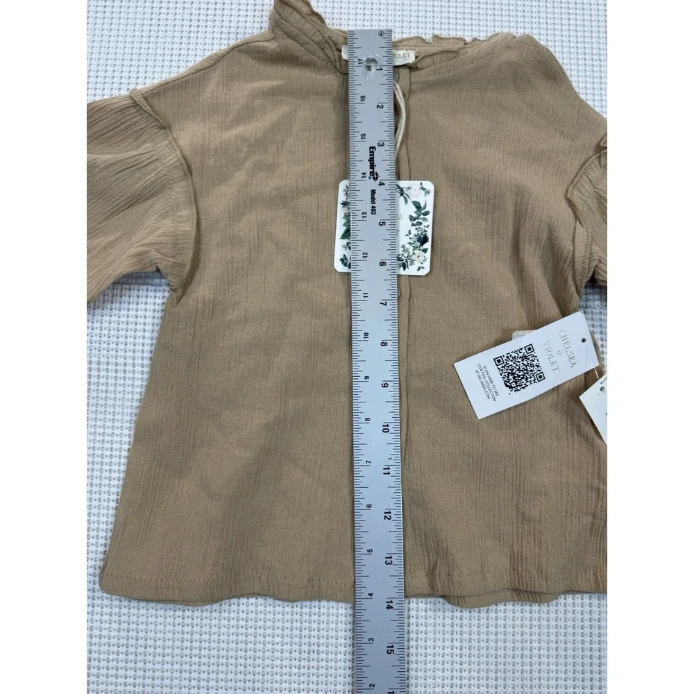 Chelsea & Violet Baby Tan Top 24M Long Sleeve Button Shirt F24WI231I NWT